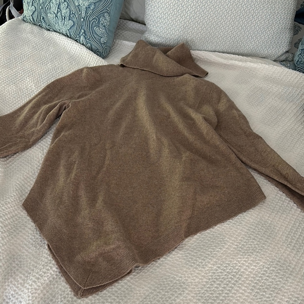 100% Cashmere Cozy Brown Turtleneck Sweater by Garnet Hill
